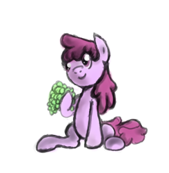 Size: 858x877 | Tagged: safe, artist:phillnana, berry punch, berryshine, earth pony, pony, g4, female, food, grapes, herbivore, mare, simple background, sitting, sketch, solo, transparent background