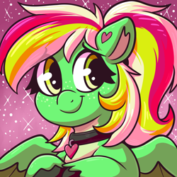 Size: 3000x3000 | Tagged: safe, artist:graphene, oc, oc only, oc:gumdrops, pegasus, pony, collar, commission, female, freckles, high res, mare, smiling, solo