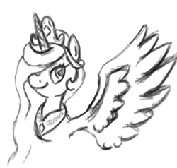 Size: 795x758 | Tagged: safe, artist:phillnana, princess celestia, alicorn, pony, g4, female, mare, sketch, solo