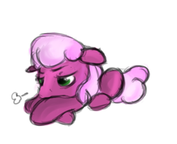 Size: 424x346 | Tagged: safe, artist:phillnana, cheerilee, earth pony, pony, g4, female, lying down, mare, prone, sketch, solo