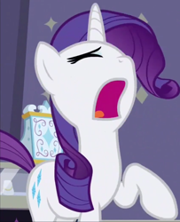 Size: 470x578 | Tagged: safe, screencap, rarity, pony, unicorn, fake it 'til you make it, g4, season 8, cropped, cute, eyes closed, faic, female, great moments in animation, mare, marshmelodrama, open mouth, raised hoof, raribetes, rarity being rarity, rarity is best facemaker, solo