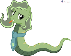 Size: 5021x4000 | Tagged: safe, artist:melisareb, part of a set, inkanyamba, original species, pony, snake, snake pony, .svg available, absurd resolution, alphabet lore, fangs, forked tongue, male, necktie, ponified, s, simple background, snake tail, solo, species swap, stallion, tail, teeth, tongue out, transparent background, vector