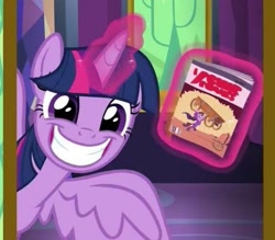 Size: 473x414 | Tagged: safe, screencap, twilight sparkle, alicorn, pony, g4, the last problem, action comics #1, comic, comic book, cropped, smiling, solo, spread wings, twilight sparkle (alicorn), twilight's castle, wings