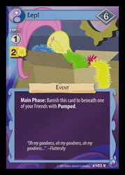 Size: 344x480 | Tagged: safe, enterplay, fluttershy, canterlot nights, g4, my little pony collectible card game, box, ccg, hearth's warming eve, hiding, merchandise, scared, solo