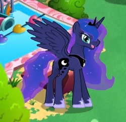 Size: 306x297 | Tagged: safe, gameloft, screencap, princess luna, alicorn, pony, g4, my little pony: magic princess, cute, female, jewelry, mare, open mouth, open smile, regalia, smiling, sparkling mane