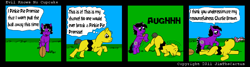 Size: 900x240 | Tagged: safe, artist:jimthecactus, pinkie pie, earth pony, pony, g4, american football, augh, charlie brown, comic, crossover, dialogue, duo, female, lucy, male, mare, peanuts (comic), pinkie promise, ponified, sports, stallion, thought bubble, tied up
