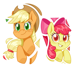 Size: 1280x1162 | Tagged: safe, artist:imaplatypus, apple bloom, applejack, earth pony, pony, g4, apple sisters, female, filly, foal, mare, siblings, simple background, sisters, white background