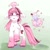 Size: 1000x1000 | Tagged: safe, artist:funnyhat12, oc, oc only, oc:strawberry smoothie (funnyhat12), pony, unicorn, gradient background, magic, milkshake, solo