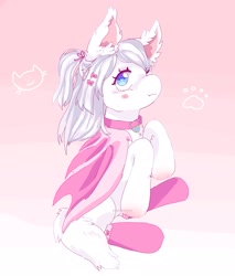 Size: 1748x2048 | Tagged: safe, artist:funnyhat12, oc, oc only, bat pony, pony, bow, clothes, collar, gradient background, hair bow, socks, solo