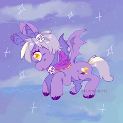 Size: 1500x1500 | Tagged: safe, artist:funnyhat12, oc, oc only, bat pony, pony, cloud, gradient background, solo