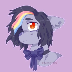 Size: 1500x1500 | Tagged: safe, artist:funnyhat12, oc, oc only, earth pony, pony, bowtie, bust, portrait, simple background, solo