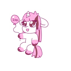 Size: 1500x1500 | Tagged: safe, artist:funnyhat12, oc, oc only, oc:strawberry smoothie (funnyhat12), pony, unicorn, chibi, simple background, solo, white background