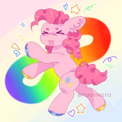 Size: 1500x1500 | Tagged: safe, artist:funnyhat12, pinkie pie, earth pony, pony, g4, gradient background, solo