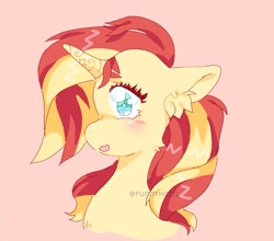 Size: 1203x1060 | Tagged: safe, artist:funnyhat12, sunset shimmer, pony, unicorn, g4, bust, portrait, profile, simple background, solo