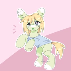 Size: 1799x1805 | Tagged: safe, artist:funnyhat12, oc, oc only, earth pony, pony, undead, zombie, zombie pony, clothes, gradient background, shirt, solo