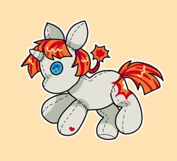 Size: 1405x1280 | Tagged: safe, artist:funnyhat12, oc, oc only, oc:wow factor, pony, unicorn, adoptable, plushie, pony plushie, simple background, solo