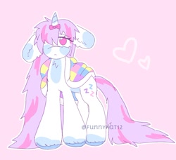 Size: 1460x1329 | Tagged: safe, artist:funnyhat12, oc, oc only, pony, unicorn, adoptable, blanket, bowtie, simple background, solo