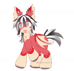 Size: 1550x1485 | Tagged: safe, artist:funnyhat12, oc, oc only, bat pony, pony, adoptable, ear piercing, piercing, simple background, solo, white background