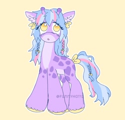 Size: 1550x1485 | Tagged: safe, artist:funnyhat12, oc, oc only, pony, adoptable, braid, giraffe pony, simple background, solo