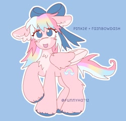 Size: 1550x1485 | Tagged: safe, artist:funnyhat12, oc, oc only, pegasus, pony, adoptable, bow, fusion, hair bow, simple background, solo