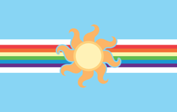 Size: 1052x666 | Tagged: safe, artist:mustaphatr, flag, no pony, princess celestia's cutie mark, rainbow, sun