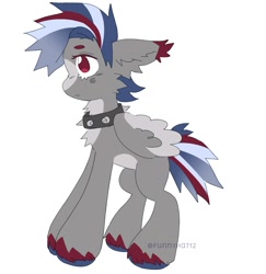 Size: 1460x1500 | Tagged: safe, artist:funnyhat12, oc, oc only, pegasus, pony, adoptable, collar, countershading, simple background, solo, white background