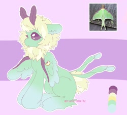 Size: 1979x1795 | Tagged: safe, artist:funnyhat12, oc, oc only, moth, mothpony, original species, pony, adoptable, gradient background, reference sheet