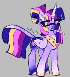 Size: 640x708 | Tagged: safe, artist:tacoscribs, twilight sparkle, alicorn, pony, g4, bilight sparkle, bisexual pride flag, pride, pride flag, purple, redesign, simple background, solo, twilight sparkle (alicorn)