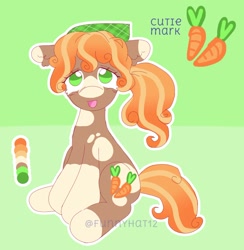 Size: 1654x1695 | Tagged: safe, artist:funnyhat12, oc, oc only, earth pony, pony, adoptable, female, gradient background, reference sheet, solo