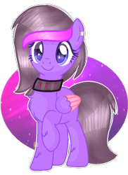 Size: 578x792 | Tagged: safe, artist:angellightyt, oc, oc only, pegasus, pony, base used, chest fluff, collar, colored wings, ear piercing, earring, eyelashes, female, jewelry, mare, pegasus oc, piercing, raised hoof, simple background, smiling, solo, transparent background, two toned wings, wings