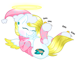 Size: 925x719 | Tagged: safe, artist:angellightyt, oc, oc only, oc:angel light, pegasus, pony, base used, clothes, colored wings, female, halo, laughing, mare, pegasus oc, simple background, solo, sweater, transparent background, two toned wings, wings
