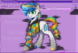 Size: 4096x2789 | Tagged: safe, artist:yumkandie, oc, oc only, oc:internet explorer, browser ponies, clothes, hoodie, internet explorer, multicolored hair, multicolored mane