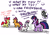 Size: 4093x2894 | Tagged: safe, artist:julunis14, apple bloom, scootaloo, smarty pants, sweetie belle, twilight sparkle, earth pony, pegasus, pony, unicorn, series:my little honses, g4, lesson zero, my little pony: friendship is magic, :v, dialogue, glowing, glowing horn, horn, i really like her mane, levitation, magic, magic aura, misspelling, open mouth, parody, pepper spray, scene interpretation, silly, simple background, smiley face, spray, telekinesis, twilight snapple, unicorn twilight, white background