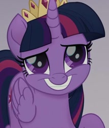 Size: 512x599 | Tagged: safe, screencap, twilight sparkle, alicorn, pony, g4, my little pony: the movie, cropped, crown, female, jewelry, mare, regalia, smiling, solo, twilight sparkle (alicorn)