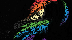 Size: 1920x1080 | Tagged: safe, artist:chadbeats, artist:megasweet, edit, rainbow dash, pegasus, pony, g4, black background, female, mare, paint splatter, silhouette, simple background, solo, wallpaper, wallpaper edit