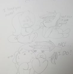 Size: 1280x1305 | Tagged: safe, artist:fluttersdoodles, fluttershy, rainbow dash, pegasus, pony, g4, argument, comic, dialogue, duo, female, lesbian, nigga, rainbow dash being rainbow dash, ship:flutterdash, shipping, traditional art