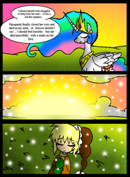 Size: 584x792 | Tagged: safe, artist:neoncabaret, derpy hooves, princess celestia, oc, oc:mel, alicorn, human, pony, comic:derpy's wish, g4, comic, death, snow, snowfall, teary eyes