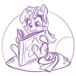 Size: 1648x1648 | Tagged: safe, artist:smirk, twilight sparkle, pony, g4, book, female, filly, filly twilight sparkle, monochrome, simple background, sketch, solo, white background, younger