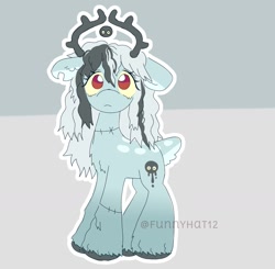 Size: 1519x1488 | Tagged: safe, artist:funnyhat12, oc, oc only, deer, deer pony, original species, pony, undead, zombie, zombie pony, adoptable, gradient background, solo