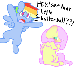 Size: 1080x1080 | Tagged: safe, artist:fluttersdoodles, part of a set, fluttershy, rainbow dash, pegasus, pony, g4, duo, female, lesbian, ship:flutterdash, shipping, simple background, talking to viewer, white background