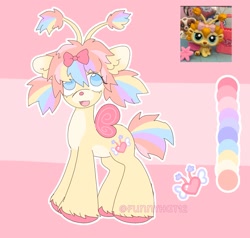 Size: 1577x1504 | Tagged: safe, artist:funnyhat12, oc, oc only, butterfly, butterfly pony, hybrid, pony, countershading, gradient background, littlest pet shop, reference sheet, solo