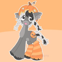 Size: 1568x1562 | Tagged: safe, artist:funnyhat12, oc, oc only, earth pony, pony, adoptable, gradient background, pumpkin, solo