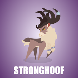 Size: 1280x1280 | Tagged: safe, artist:aha-mccoy, stronghoof hoofstrong (tfh), deer, reindeer, them's fightin' herds, antlers, community related, male, pointy ponies, purple background, raised hoof, simple background, solo, stag