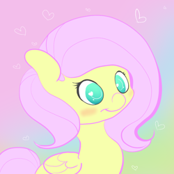 Size: 1080x1080 | Tagged: safe, artist:fluttersdoodles, fluttershy, pegasus, pony, g4, blushing, female, heart, smiling, solo