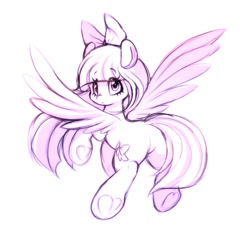 Size: 1120x1038 | Tagged: safe, artist:tamabel, oc, oc only, pegasus, pony, monochrome, simple background, solo, white background