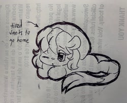 Size: 2048x1652 | Tagged: safe, artist:tamabel, oc, oc only, earth pony, pony, chibi, hat, solo, traditional art