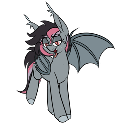 Size: 1356x1412 | Tagged: safe, artist:moonatik, oc, oc only, oc:aurora nightgloom, bat pony, pony, bat pony oc, commission, eyeshadow, femboy, makeup, male, simple background, solo, stallion, transparent background