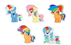 Size: 992x636 | Tagged: safe, artist:pixel-pony-adopts, oc, oc only, earth pony, pegasus, pony, 2014, base used, female, filly, foal, looking offscreen, magical lesbian spawn, offspring, parent:applejack, parent:fluttershy, parent:rainbow dash, parent:scootaloo, parents:appledash, parents:celestidash, parents:flutterdash, parents:scootadash, parents:trixiedash, simple background, spread wings, transparent background, wings