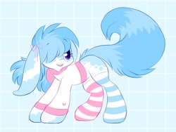 Size: 1600x1200 | Tagged: safe, artist:tamabel, oc, oc only, earth pony, pony, adoptable, clothes, hoodie, simple background, socks, solo