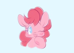 Size: 1362x978 | Tagged: safe, artist:tamabel, pinkie pie, earth pony, pony, g4, :p, one eye closed, simple background, solo, tongue out, wink